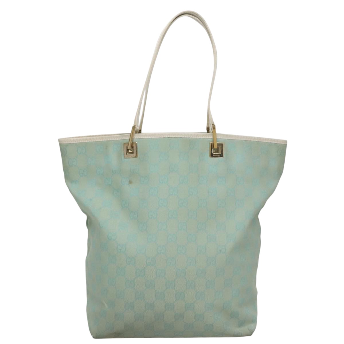 GUCCI GG Canvas Tote Bag Peppermint White Auth 107568