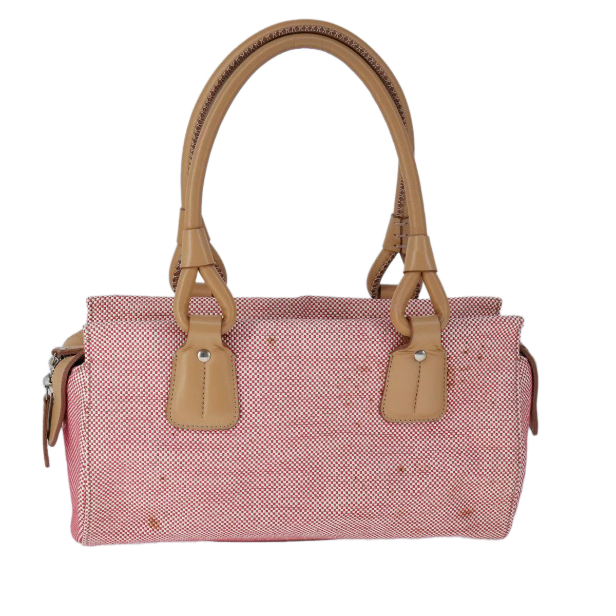 BURBERRY Hand Bag Canvas Red Auth 107571