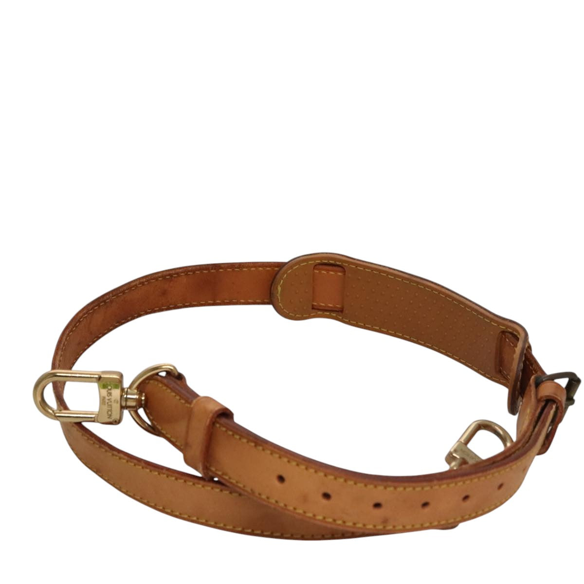 LOUIS VUITTON Adjustable Shoulder Strap Leather 36.2""""-43.3"""" Beige Auth 107582