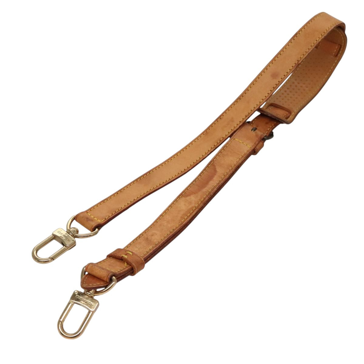 LOUIS VUITTON Adjustable Shoulder Strap Leather 36.2""""-43.3"""" Beige Auth 107582