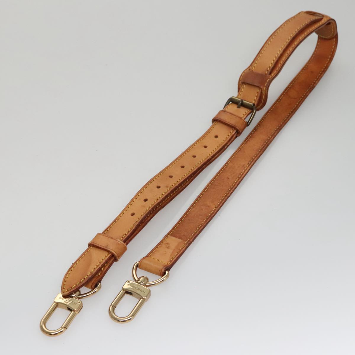 LOUIS VUITTON Adjustable Shoulder Strap Leather 36.2""""-43.3"""" Beige Auth 107582
