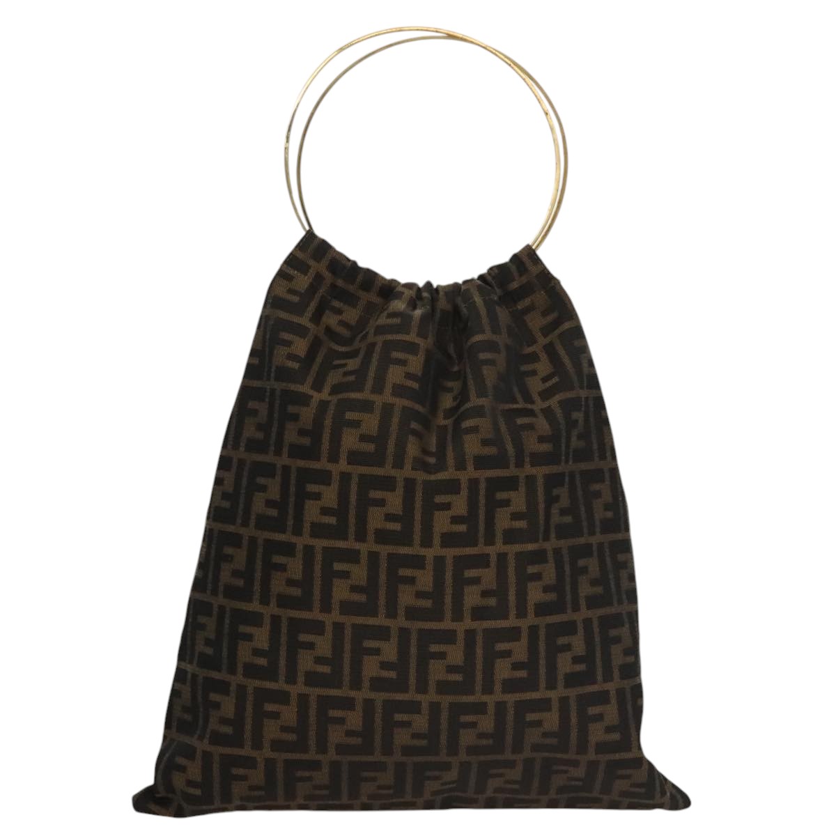 FENDI Zucca Canvas Hand Bag Brown Auth 107608V