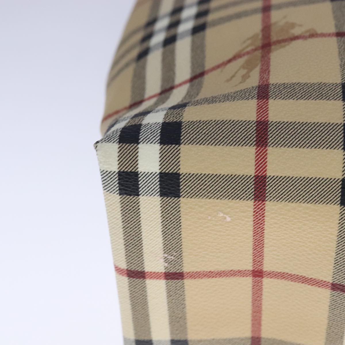 BURBERRY Nova Check Tote Bag PVC Leather Beige Auth 107618