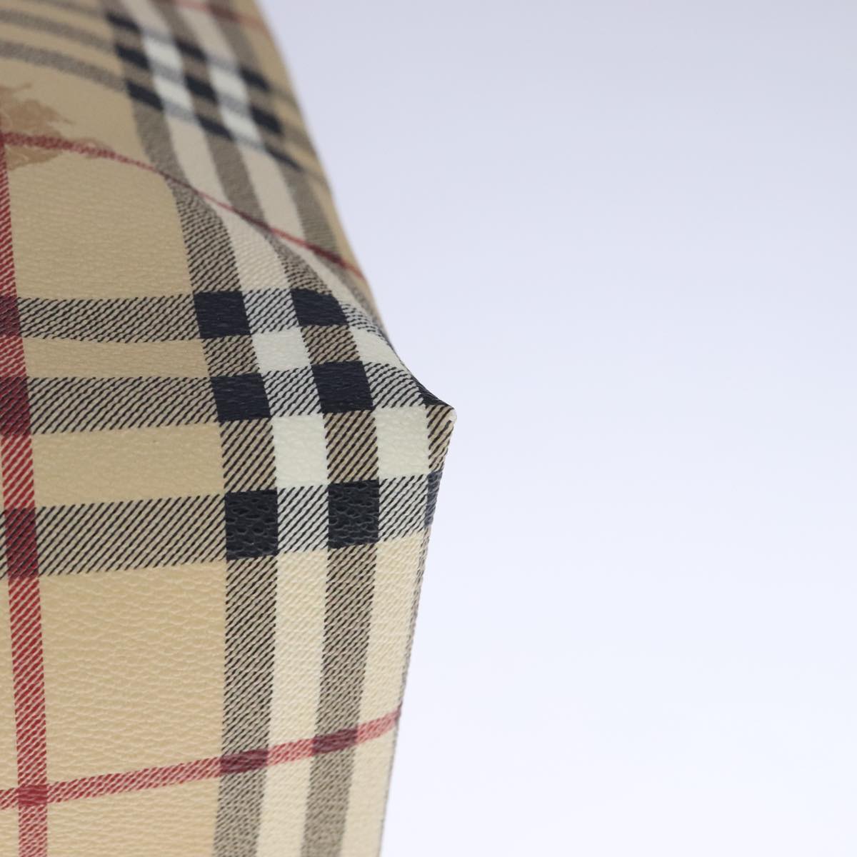 BURBERRY Nova Check Tote Bag PVC Leather Beige Auth 107618