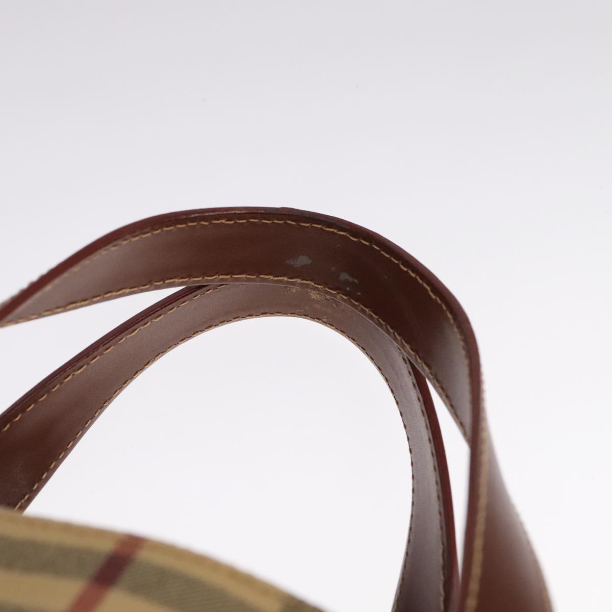 BURBERRY Nova Check Tote Bag PVC Leather Beige Auth 107618