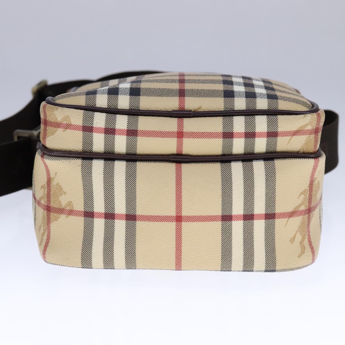 BURBERRY Nova Check Shoulder Bag PVC Leather Beige Auth 107622