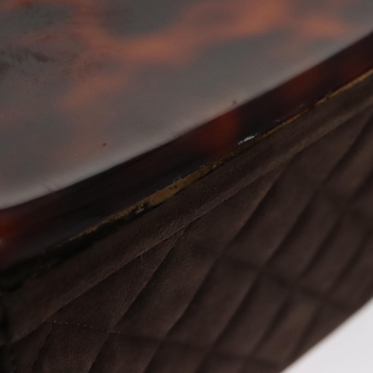 CHANEL Matelasse Hand Bag Suede Brown CC Auth 107629