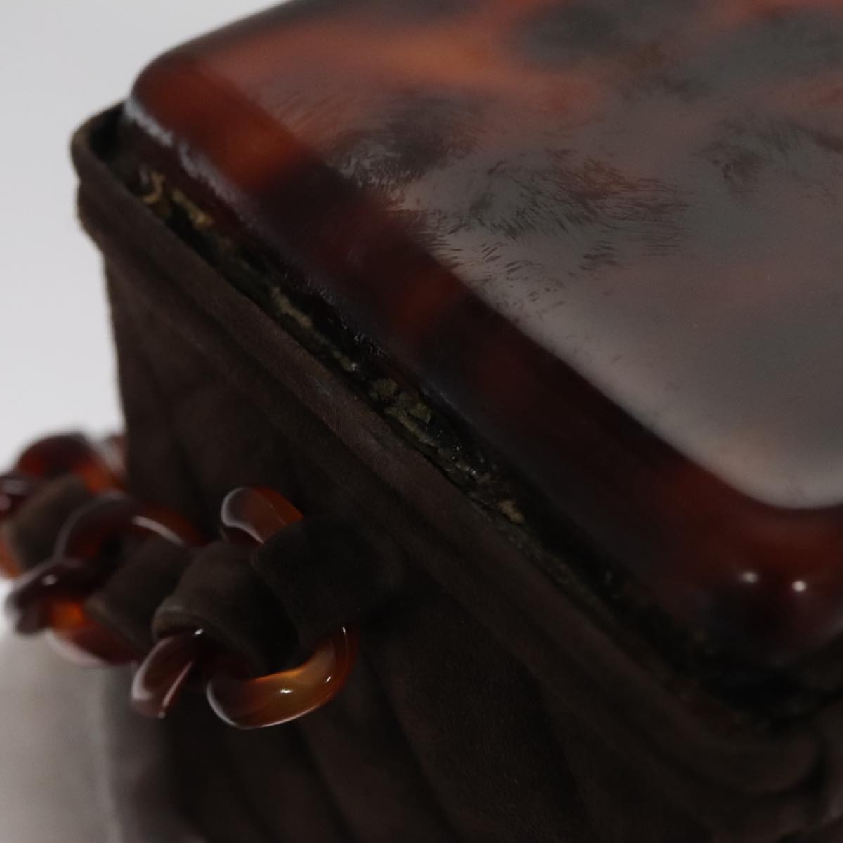 CHANEL Matelasse Hand Bag Suede Brown CC Auth 107629