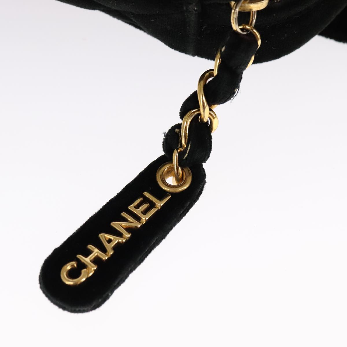 CHANEL Matelasse Hand Bag Suede Black CC Auth 107630