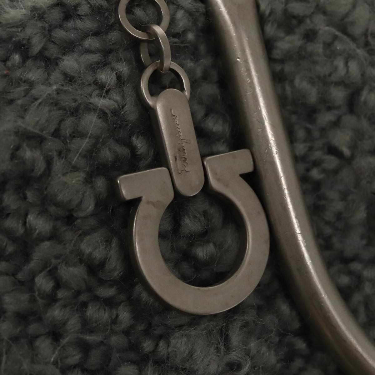 Salvatore Ferragamo Hand Bag Wool Gray Auth 107695