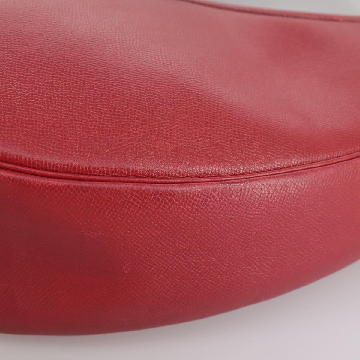 HERMES Foley Cognac Shoulder Bag Leather Red Auth 107703