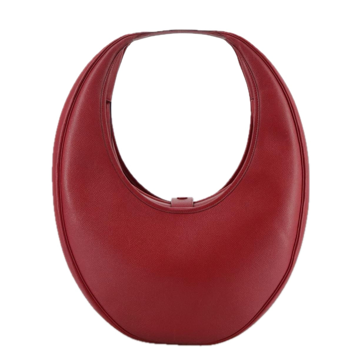 HERMES Foley Cognac Shoulder Bag Leather Red Auth 107703