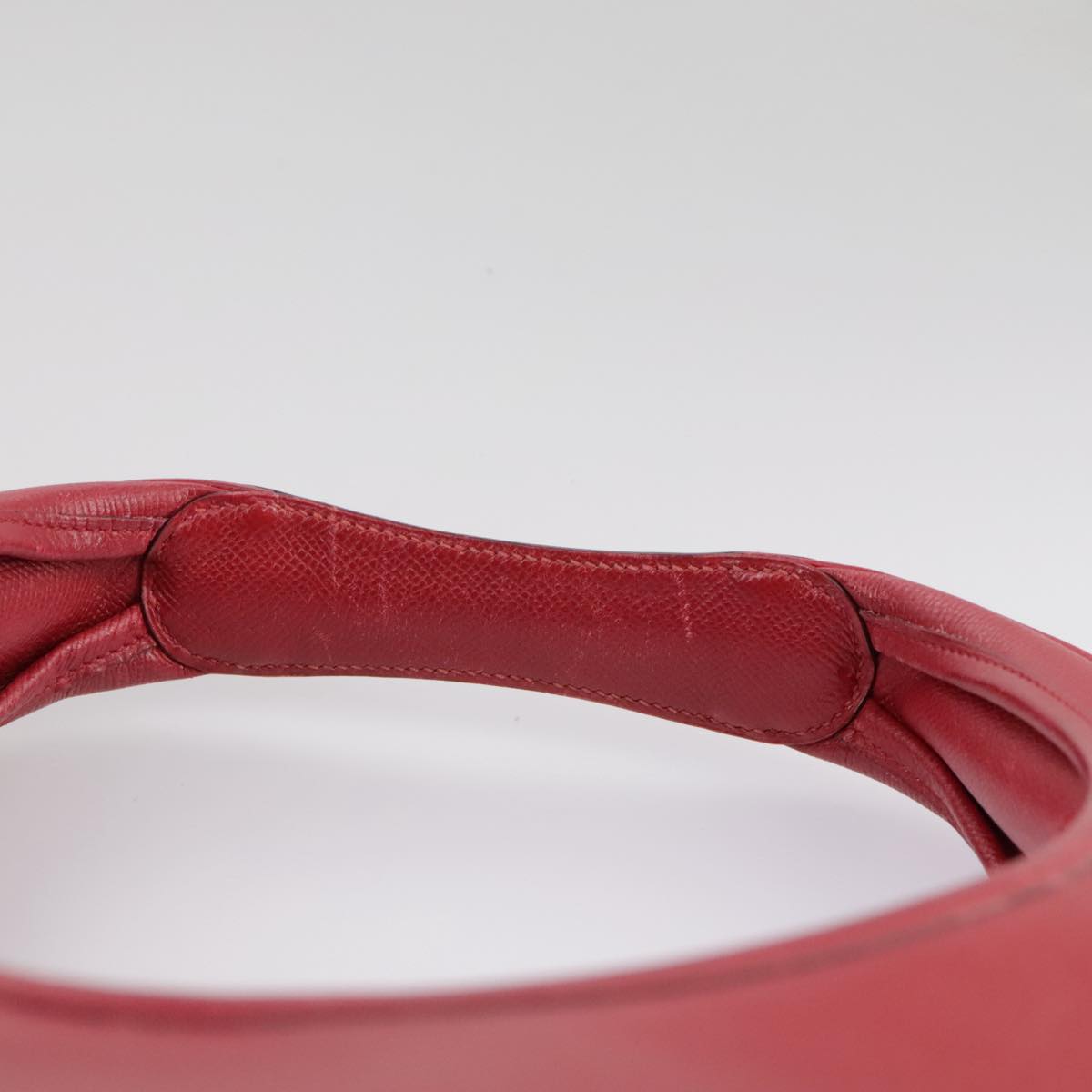 HERMES Foley Cognac Shoulder Bag Leather Red Auth 107703