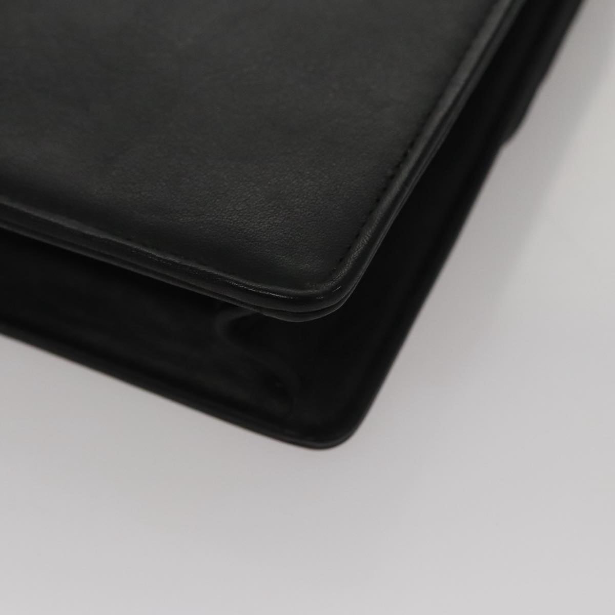 CELINE Chain Shoulder Bag Leather Black Gold Auth 107711V