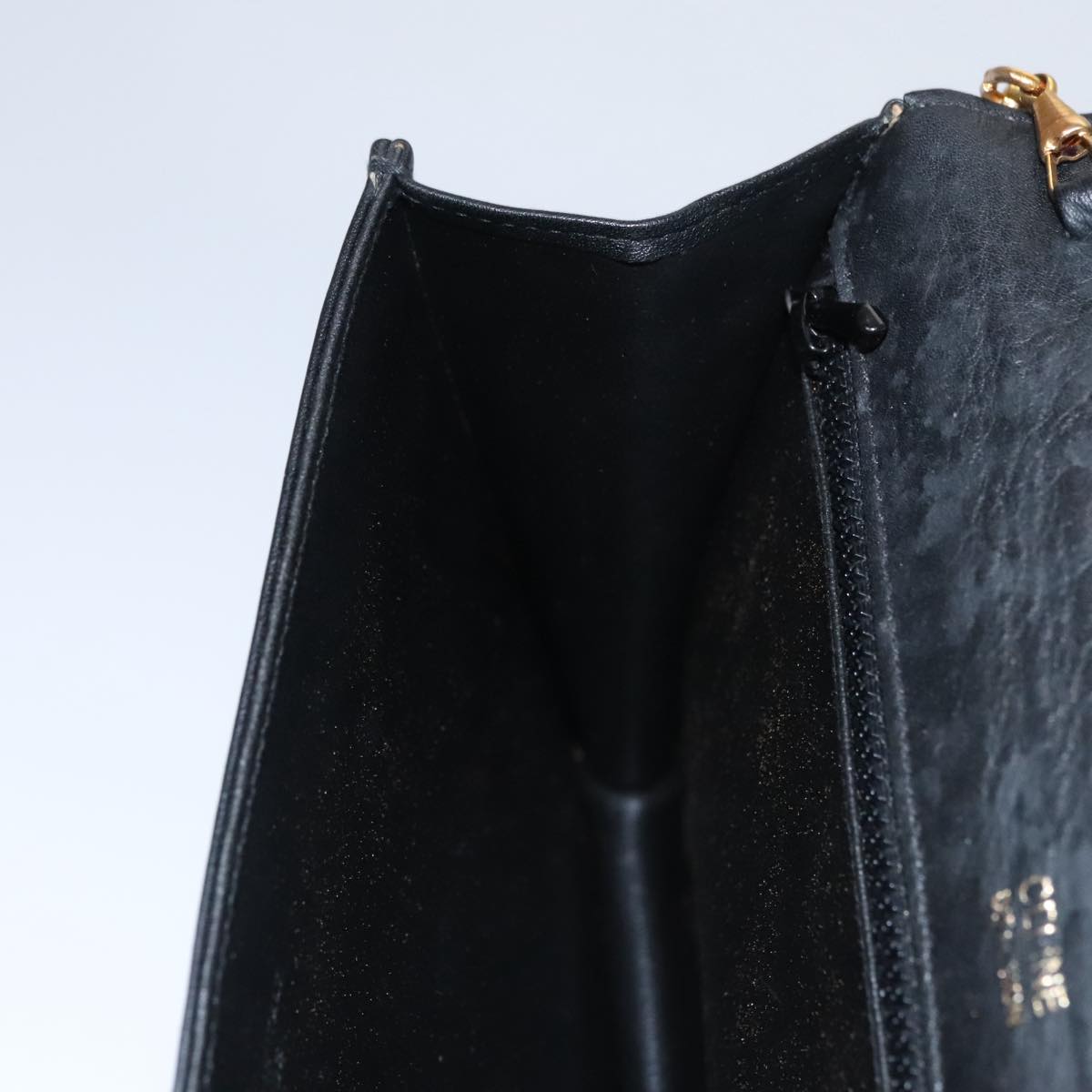 CELINE Chain Shoulder Bag Leather Black Gold Auth 107711V