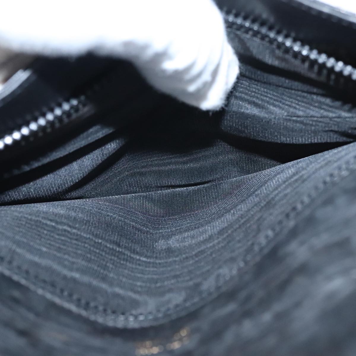 CELINE Chain Shoulder Bag Leather Black Gold Auth 107711V