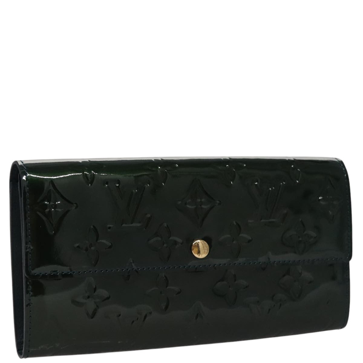 LOUIS VUITTON Vernis Portefeiulle Sarah Long Wallet Bluenuit M93667 Auth 107764V