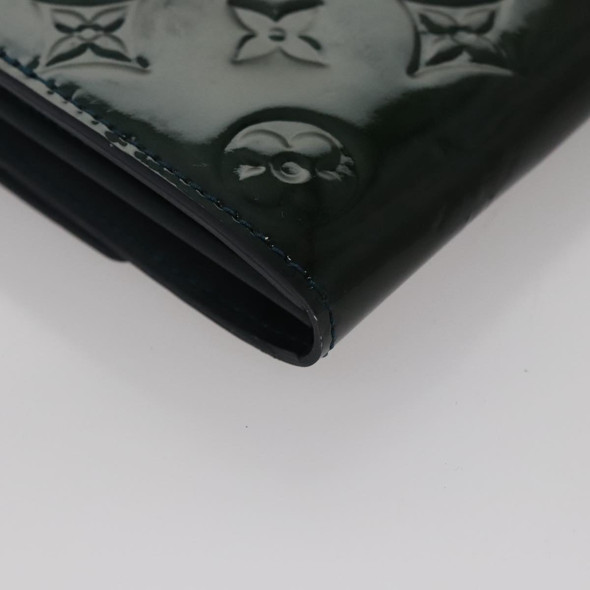 LOUIS VUITTON Vernis Portefeiulle Sarah Long Wallet Bluenuit M93667 Auth 107764V