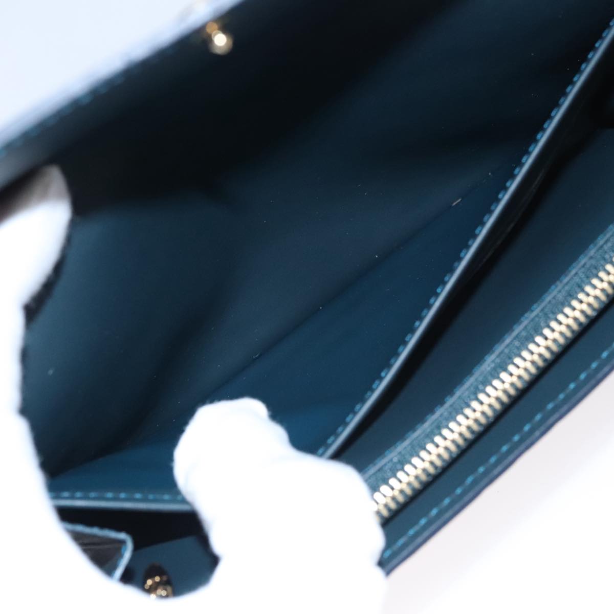 LOUIS VUITTON Vernis Portefeiulle Sarah Long Wallet Bluenuit M93667 Auth 107764V