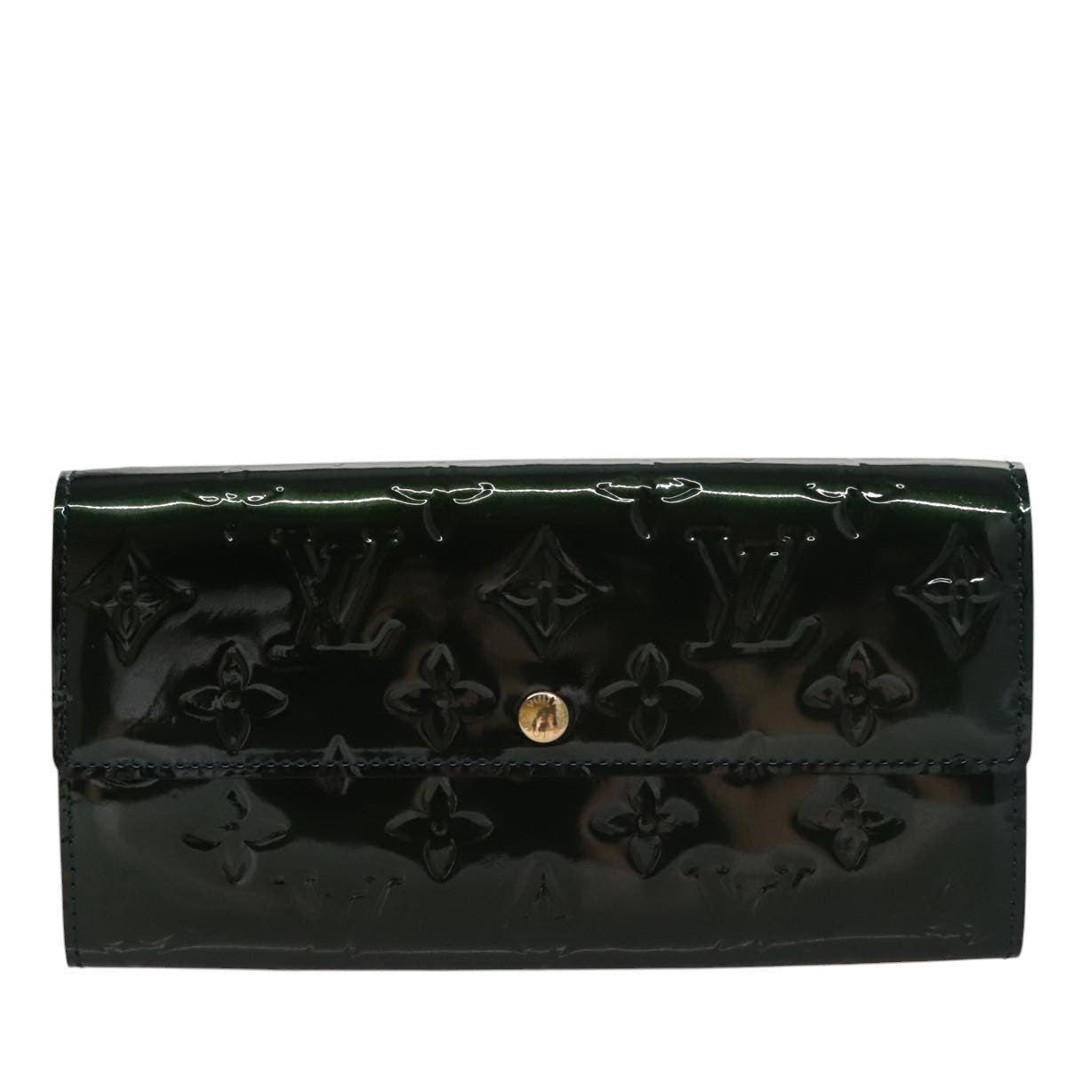 LOUIS VUITTON Vernis Portefeiulle Sarah Long Wallet Bluenuit M93667 Auth 107764V