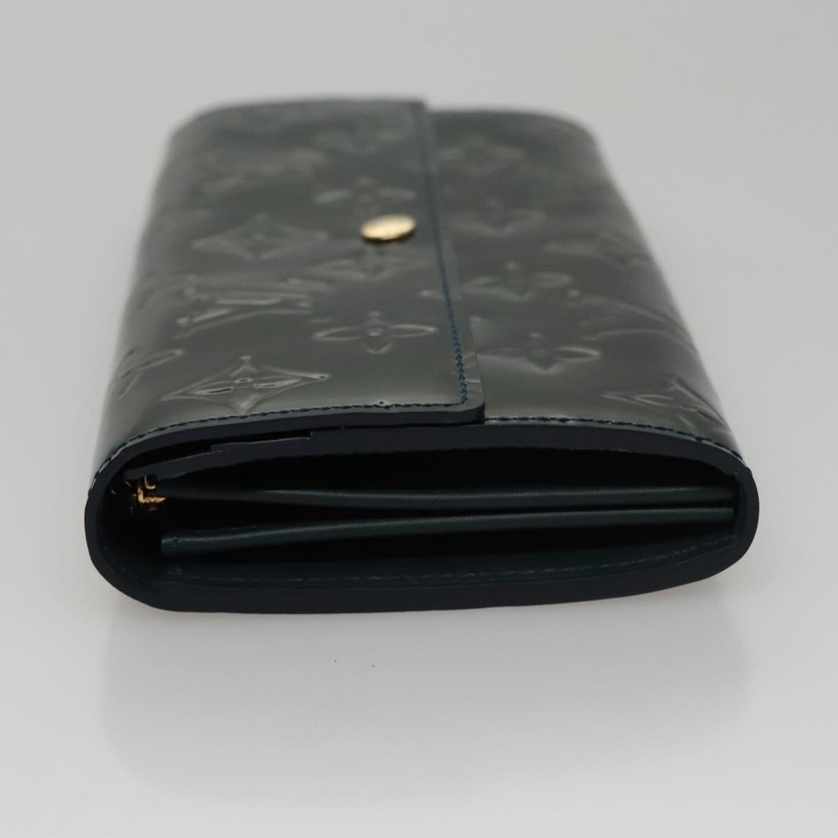 LOUIS VUITTON Vernis Portefeiulle Sarah Long Wallet Bluenuit M93667 Auth 107764V