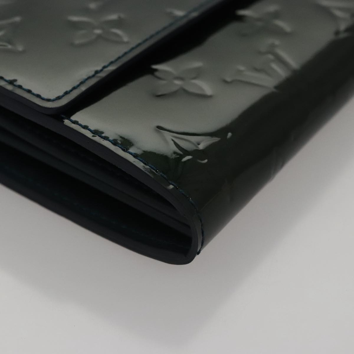LOUIS VUITTON Vernis Portefeiulle Sarah Long Wallet Bluenuit M93667 Auth 107764V