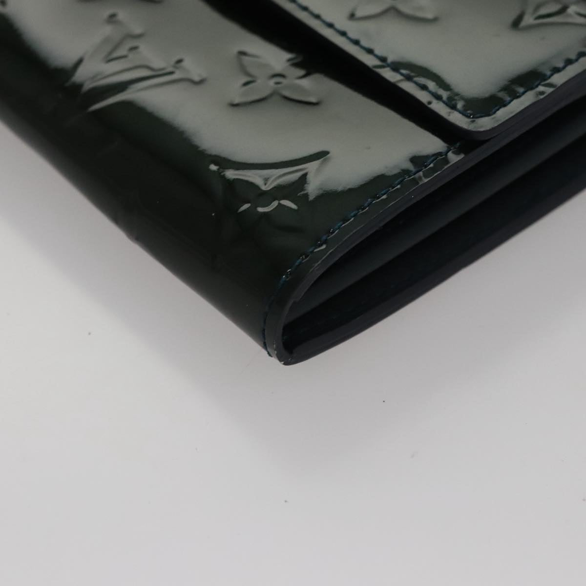 LOUIS VUITTON Vernis Portefeiulle Sarah Long Wallet Bluenuit M93667 Auth 107764V