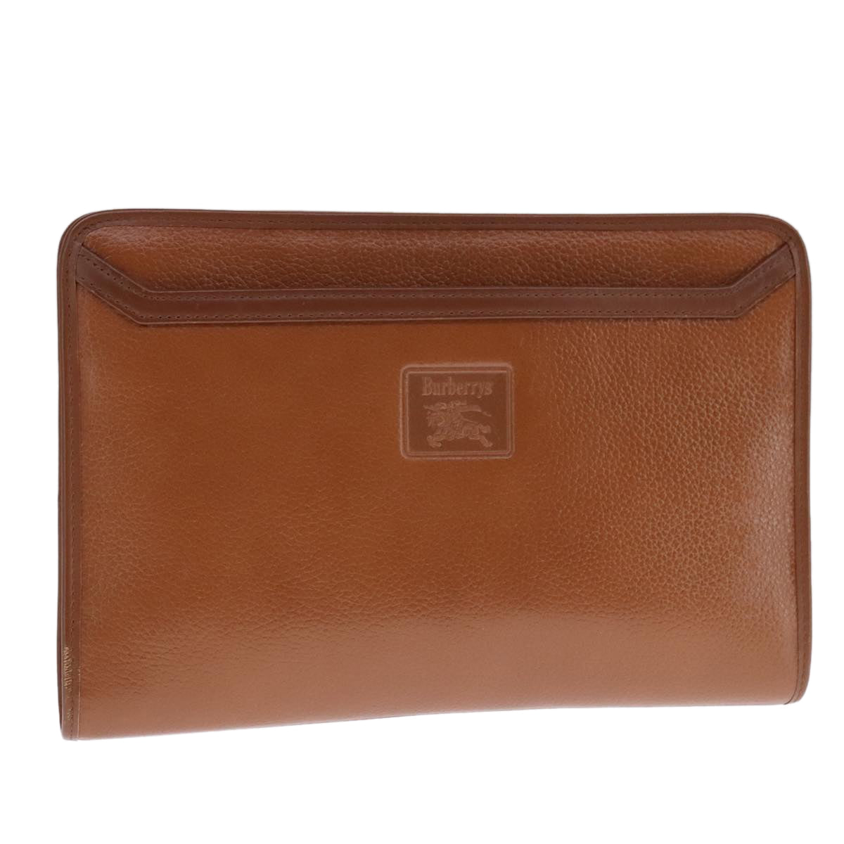 Burberrys Clutch Bag Leather Brown Auth 107769