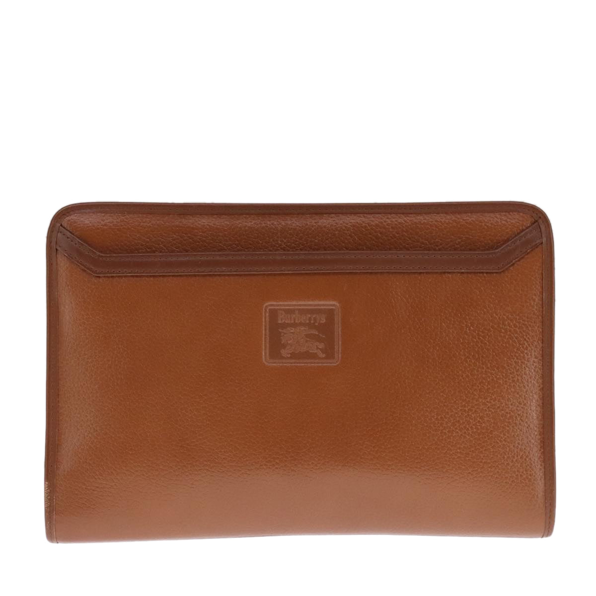 Burberrys Clutch Bag Leather Brown Auth 107769