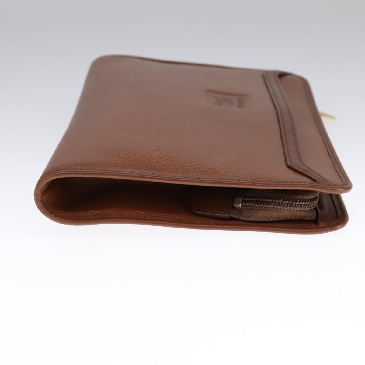 Burberrys Clutch Bag Leather Brown Auth 107769