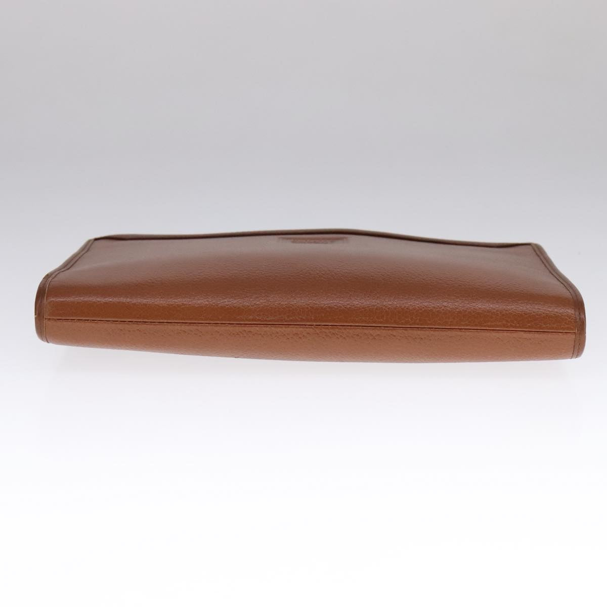 Burberrys Clutch Bag Leather Brown Auth 107769