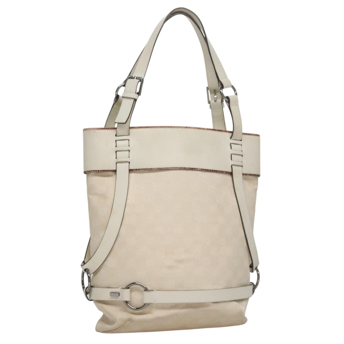 GUCCI GG Canvas Tote Bag White 106248 Auth 107818