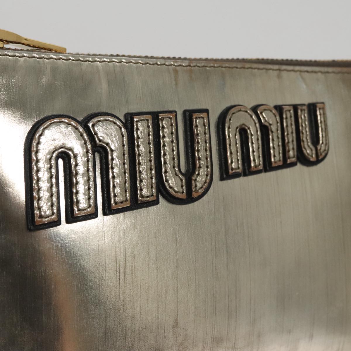Miu Miu Clutch Bag Enamel Gold Auth 107847
