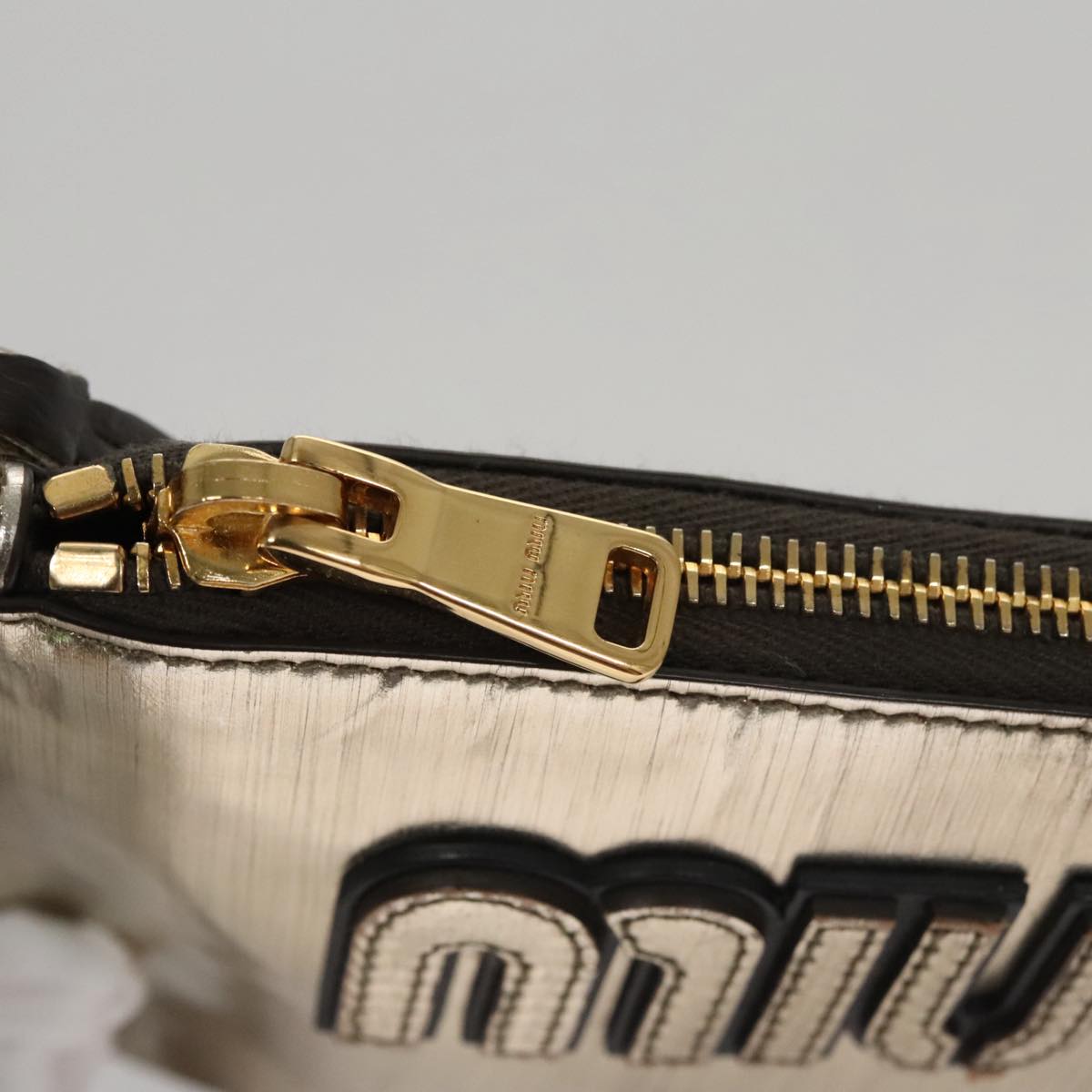 Miu Miu Clutch Bag Enamel Gold Auth 107847