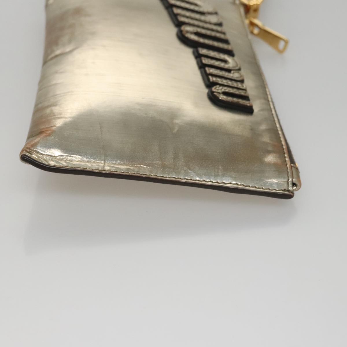 Miu Miu Clutch Bag Enamel Gold Auth 107847