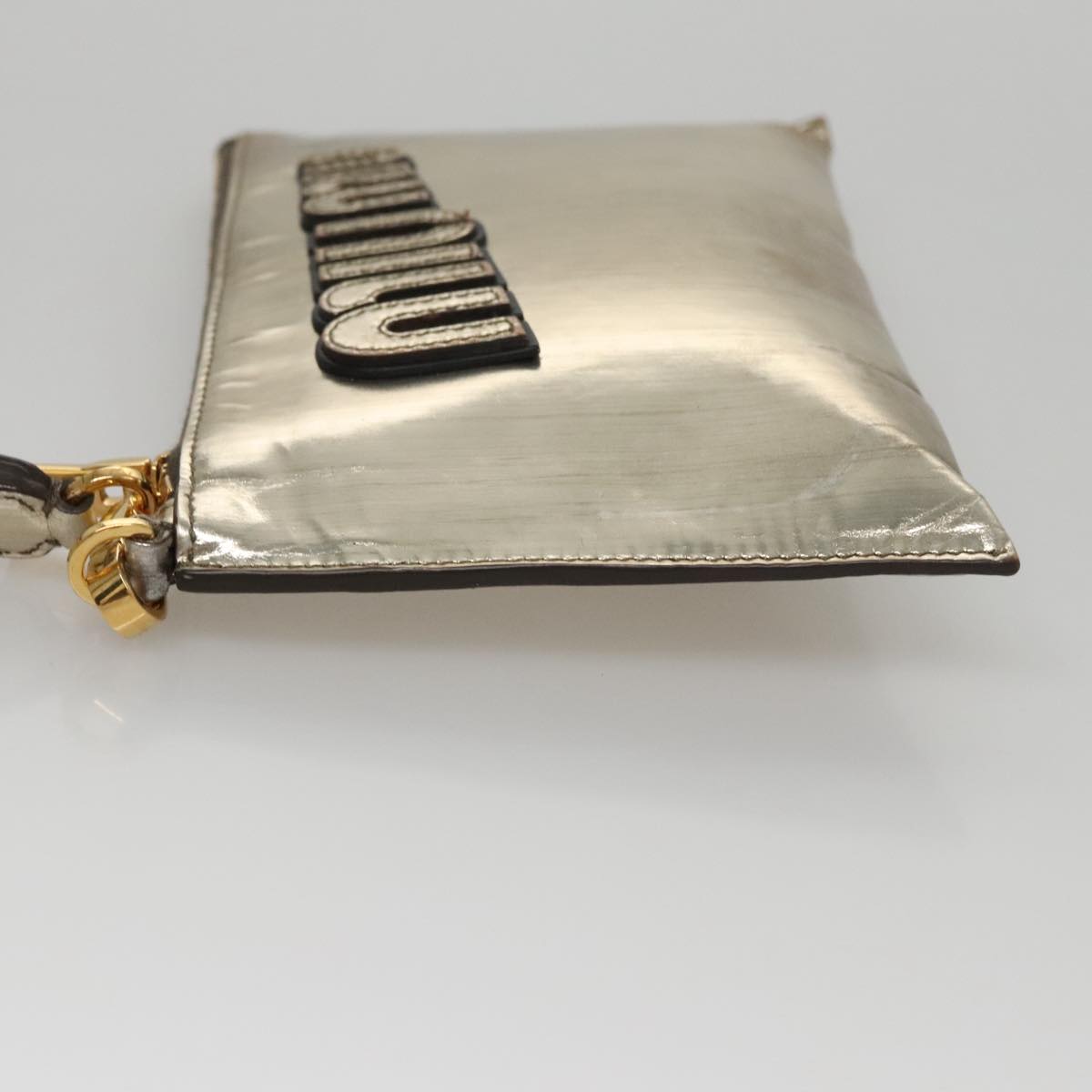 Miu Miu Clutch Bag Enamel Gold Auth 107847