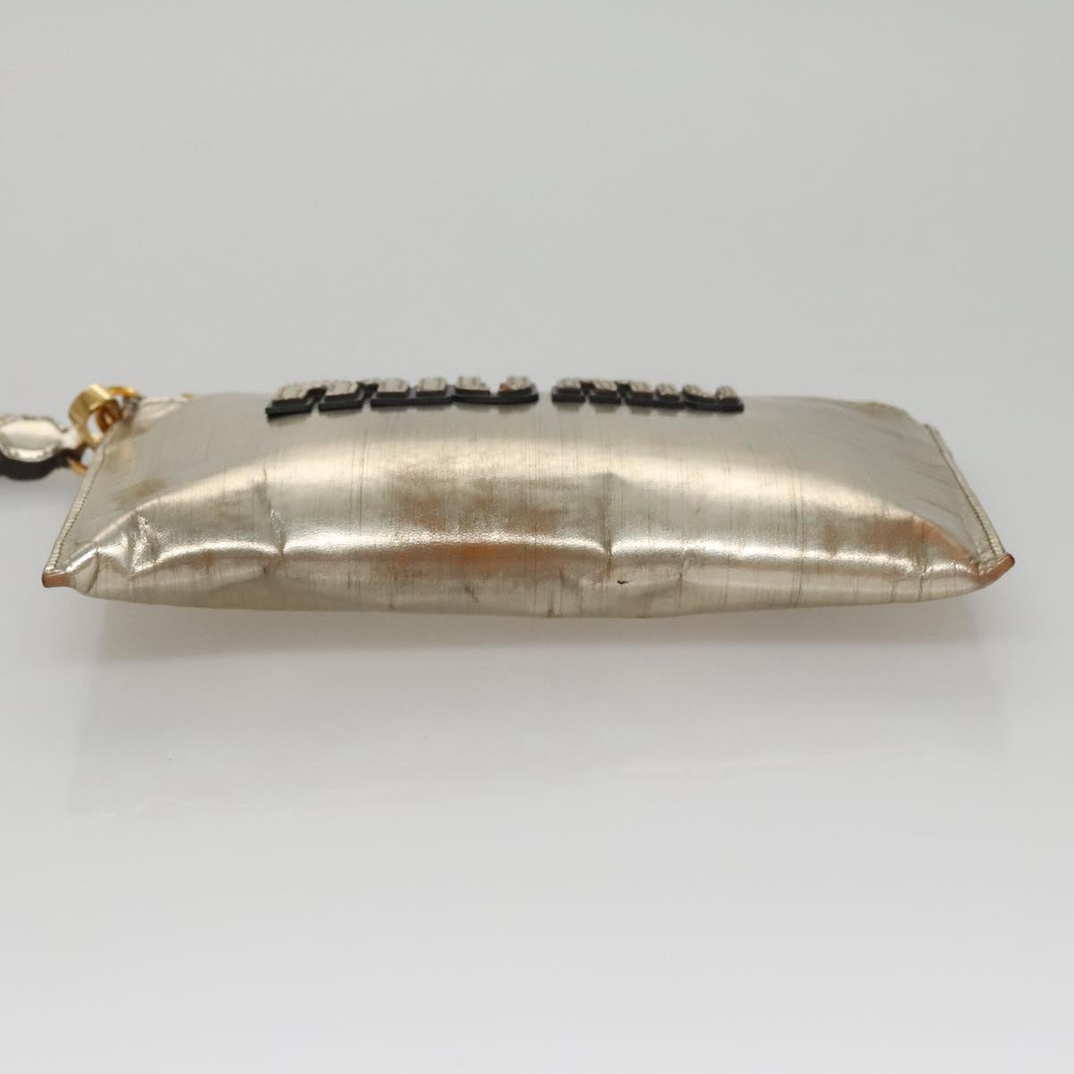 Miu Miu Clutch Bag Enamel Gold Auth 107847