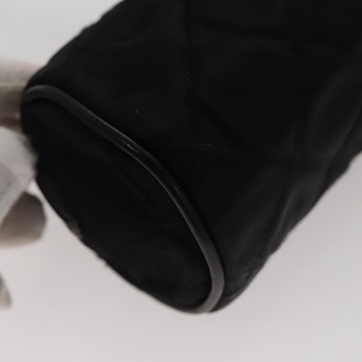 CHANEL Matelasse Pouch Nylon Black Gold CC Auth 107851