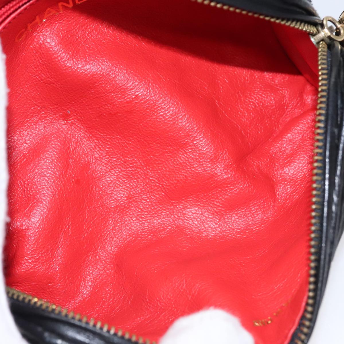 CHANEL Matelasse Pouch Nylon Black Gold CC Auth 107851