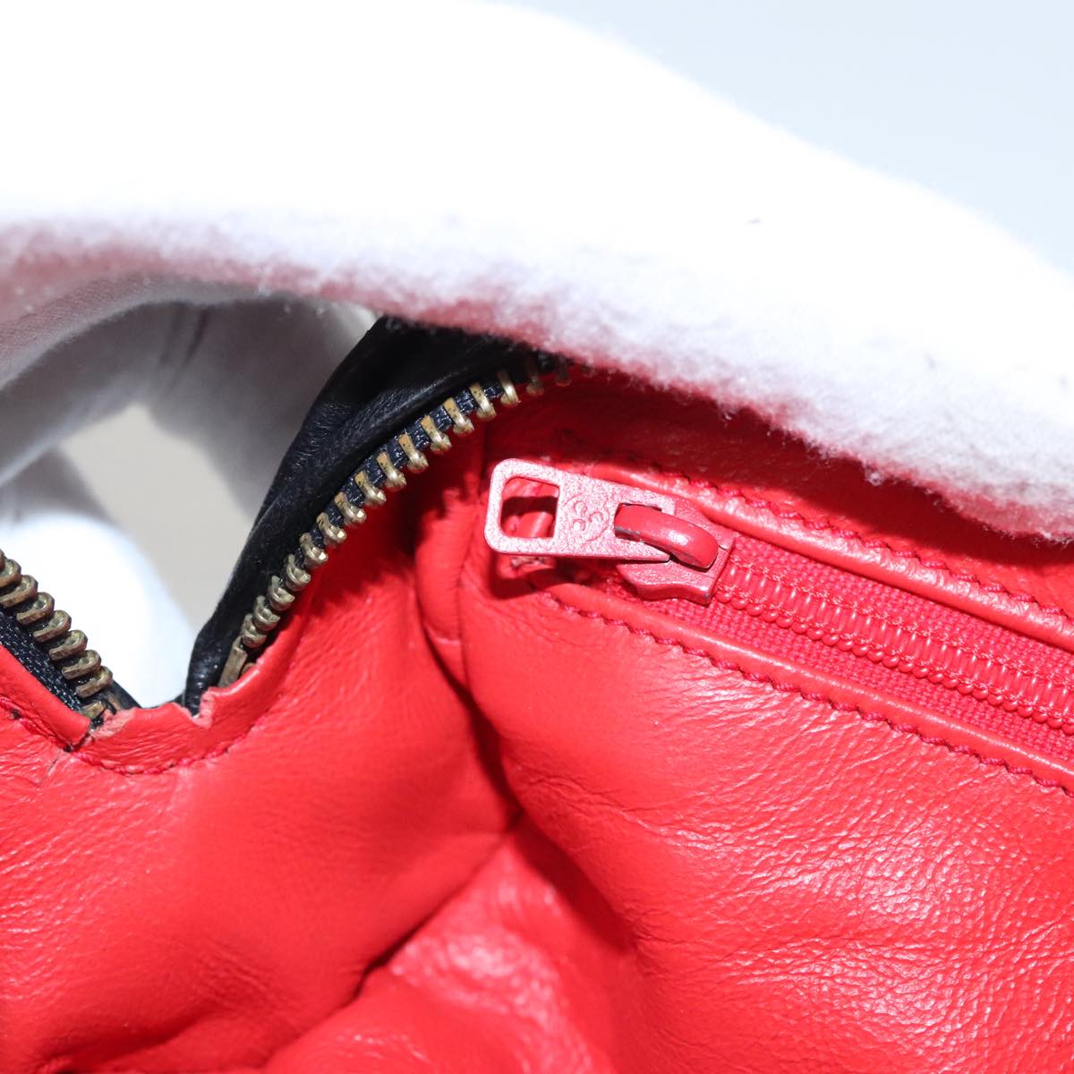 CHANEL Matelasse Pouch Nylon Black Gold CC Auth 107851