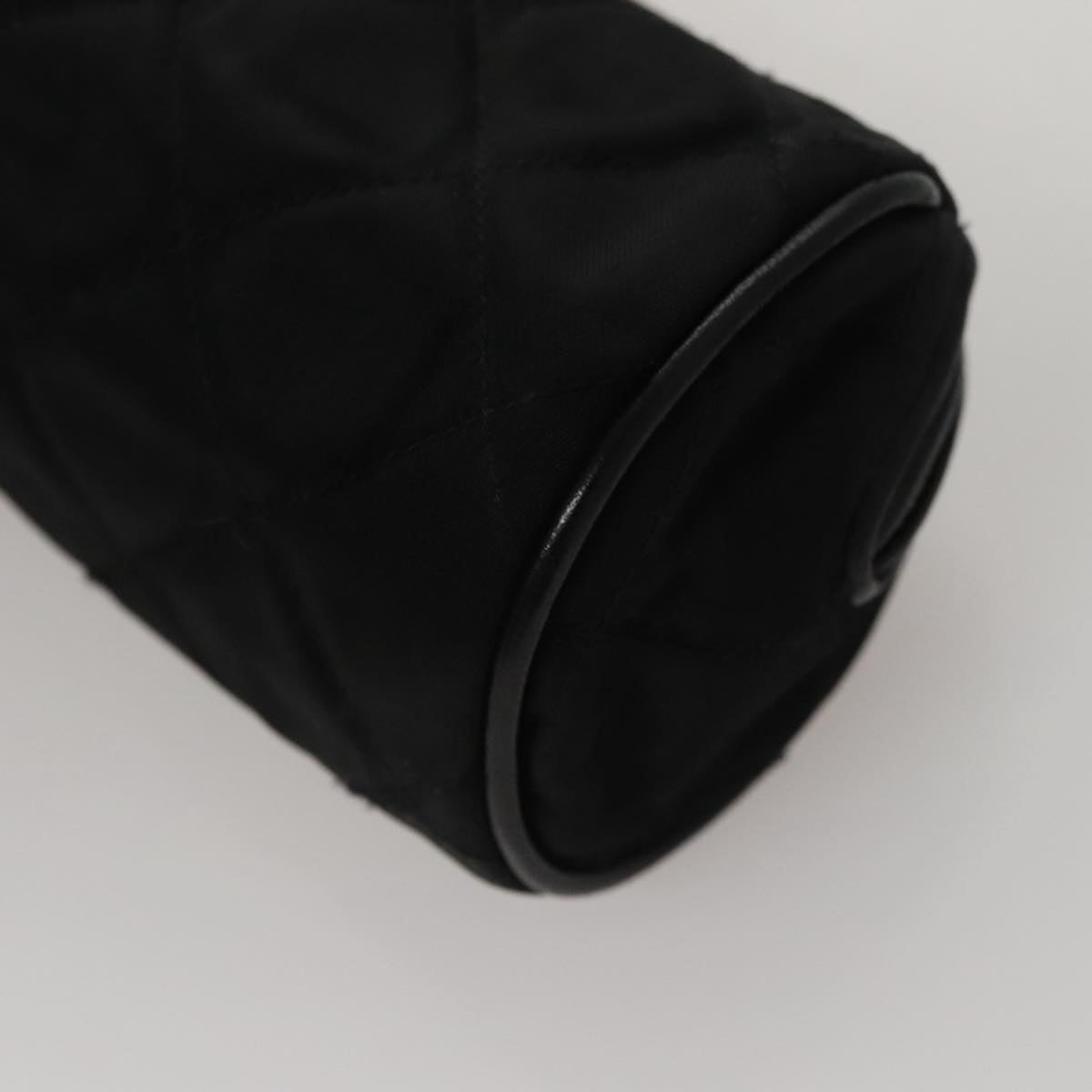 CHANEL Matelasse Pouch Nylon Black Gold CC Auth 107851