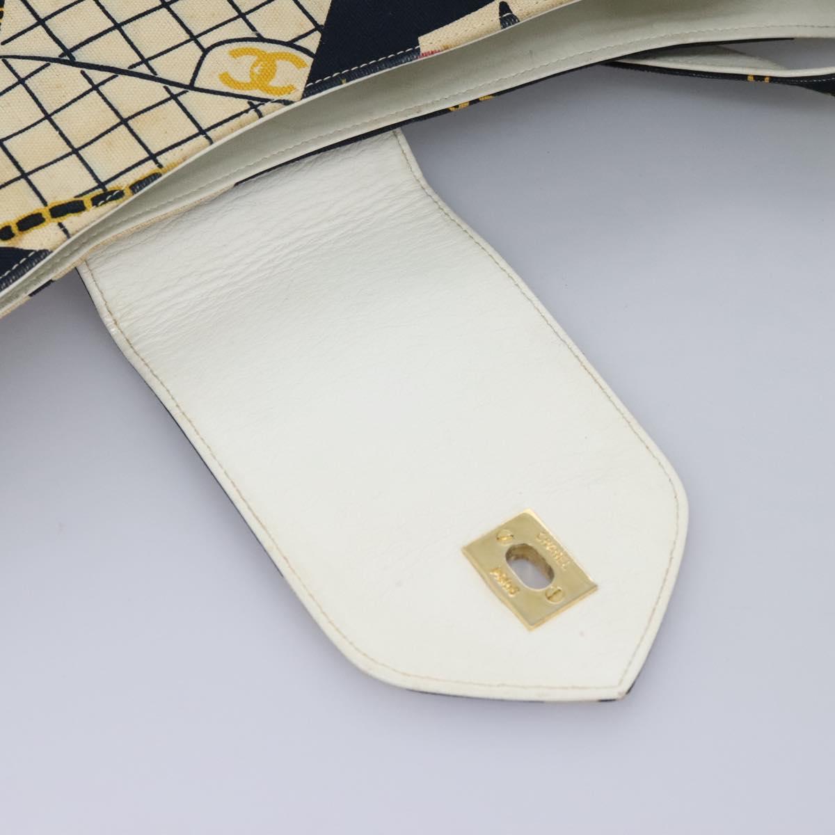 CHANEL Shoulder Bag Canvas Navy CC Auth 107861