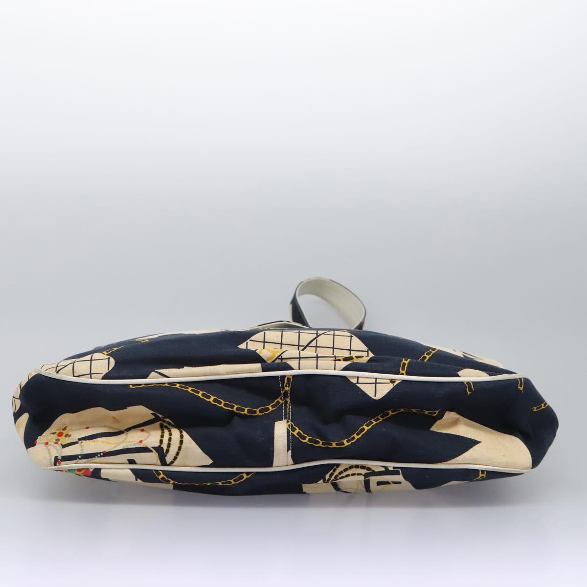 CHANEL Shoulder Bag Canvas Navy CC Auth 107861