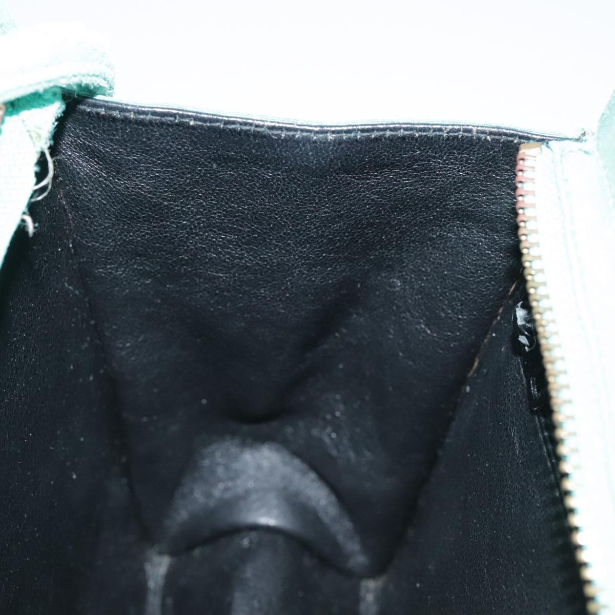 CHANEL V stitch Shoulder Bag Nylon Green Gold CC Auth 107879