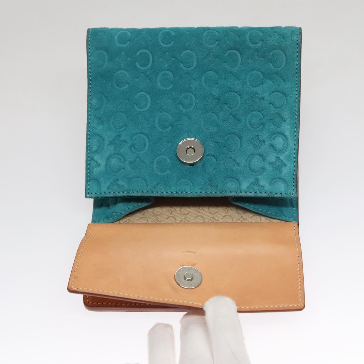 CELINE C Macadam Canvas Hand Bag Blue Auth 107897