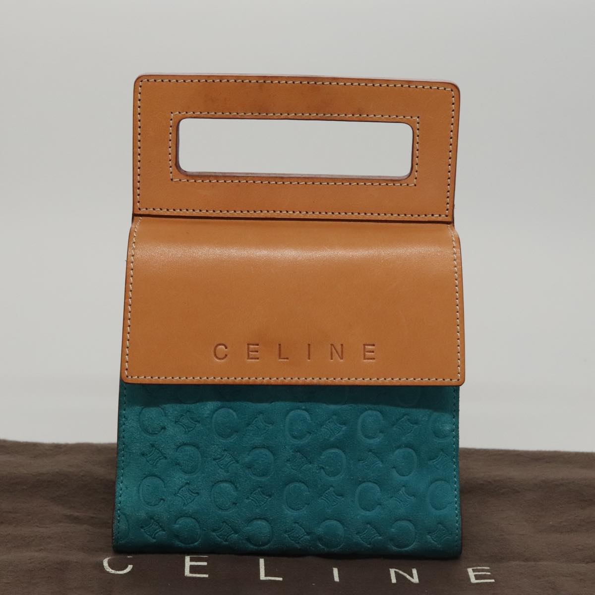 CELINE C Macadam Canvas Hand Bag Blue Auth 107897
