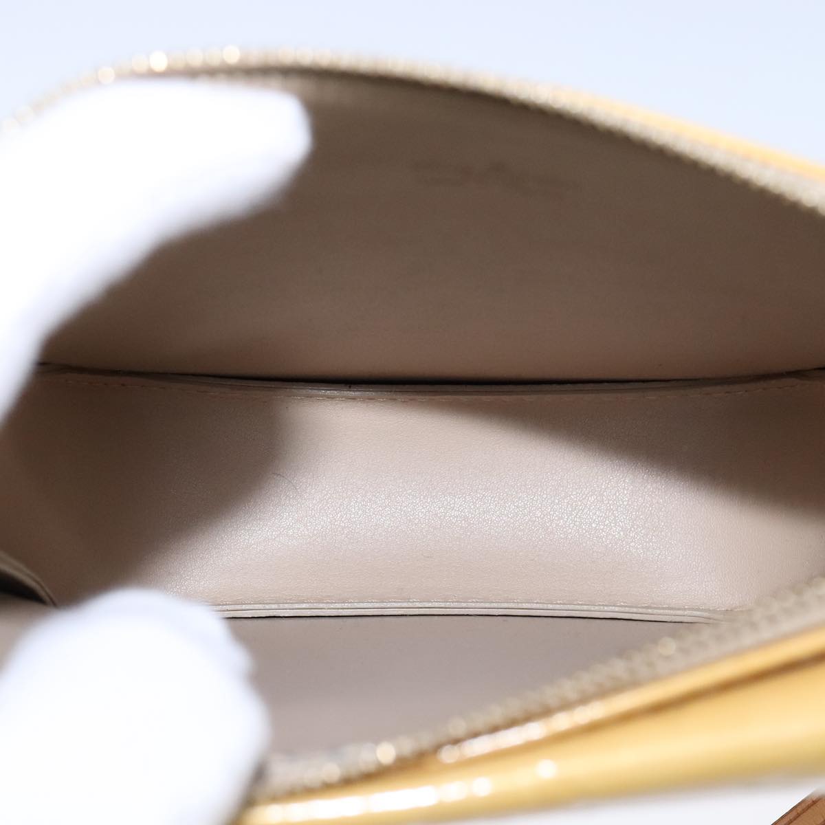 LOUIS VUITTON Monogram Vernis Motto Accessory Pouch Beige M91136 LV Auth 107950