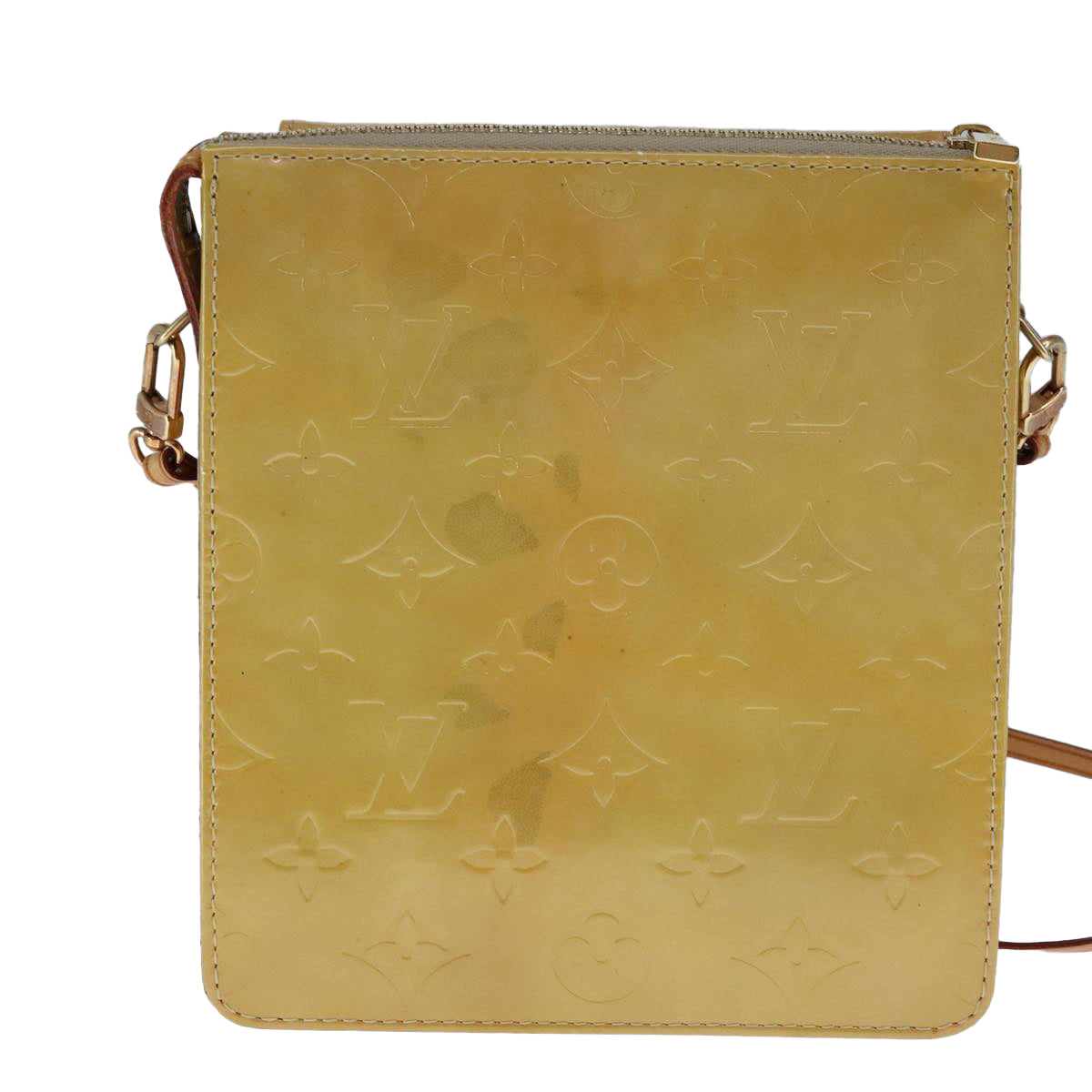LOUIS VUITTON Monogram Vernis Motto Accessory Pouch Beige M91136 LV Auth 107950