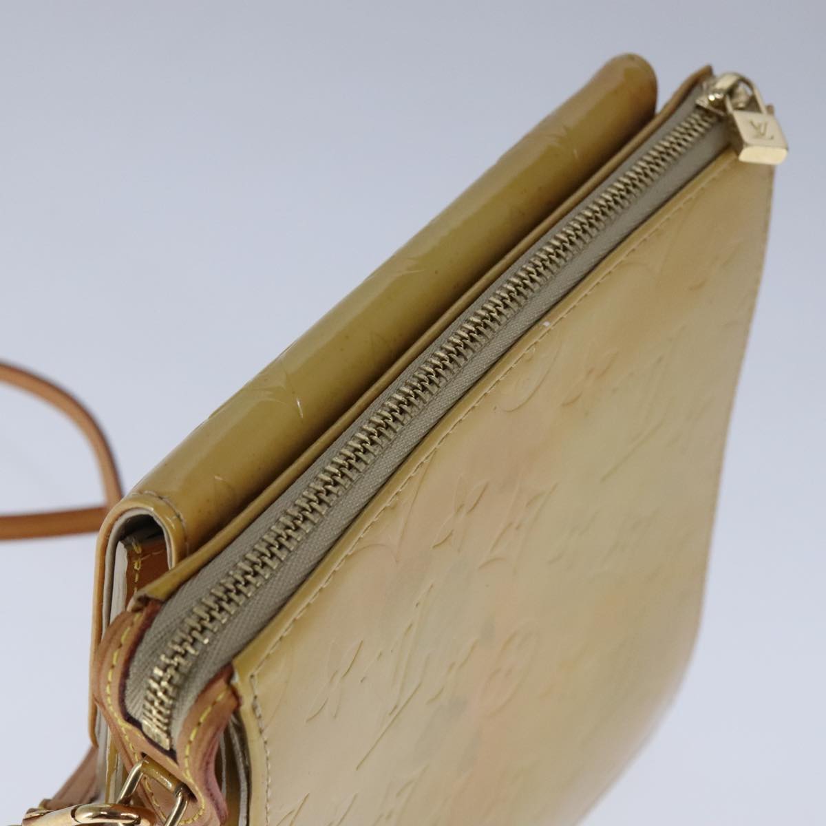 LOUIS VUITTON Monogram Vernis Motto Accessory Pouch Beige M91136 LV Auth 107950