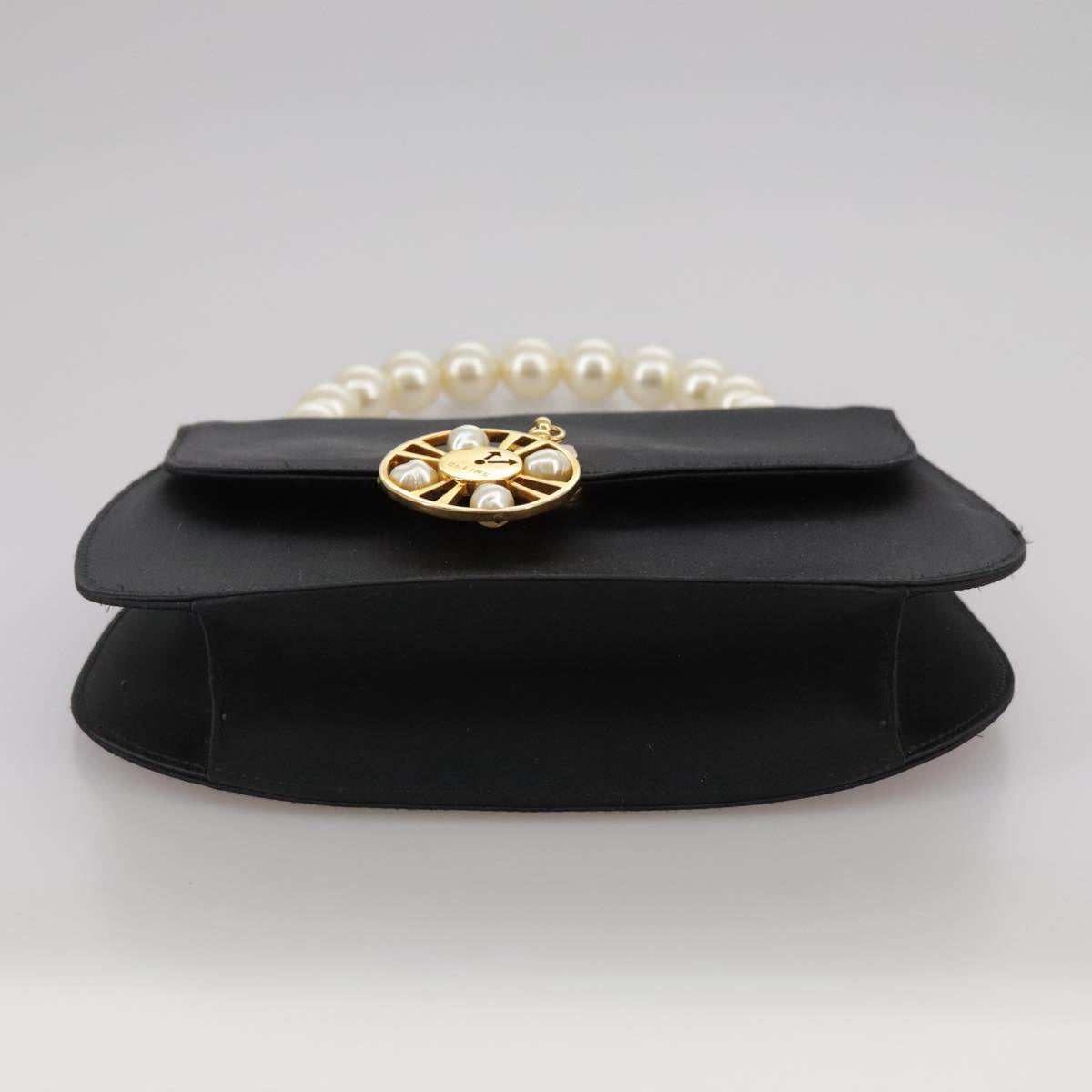 CELINE Hand Bag Satin 2way Black Auth 107980SM